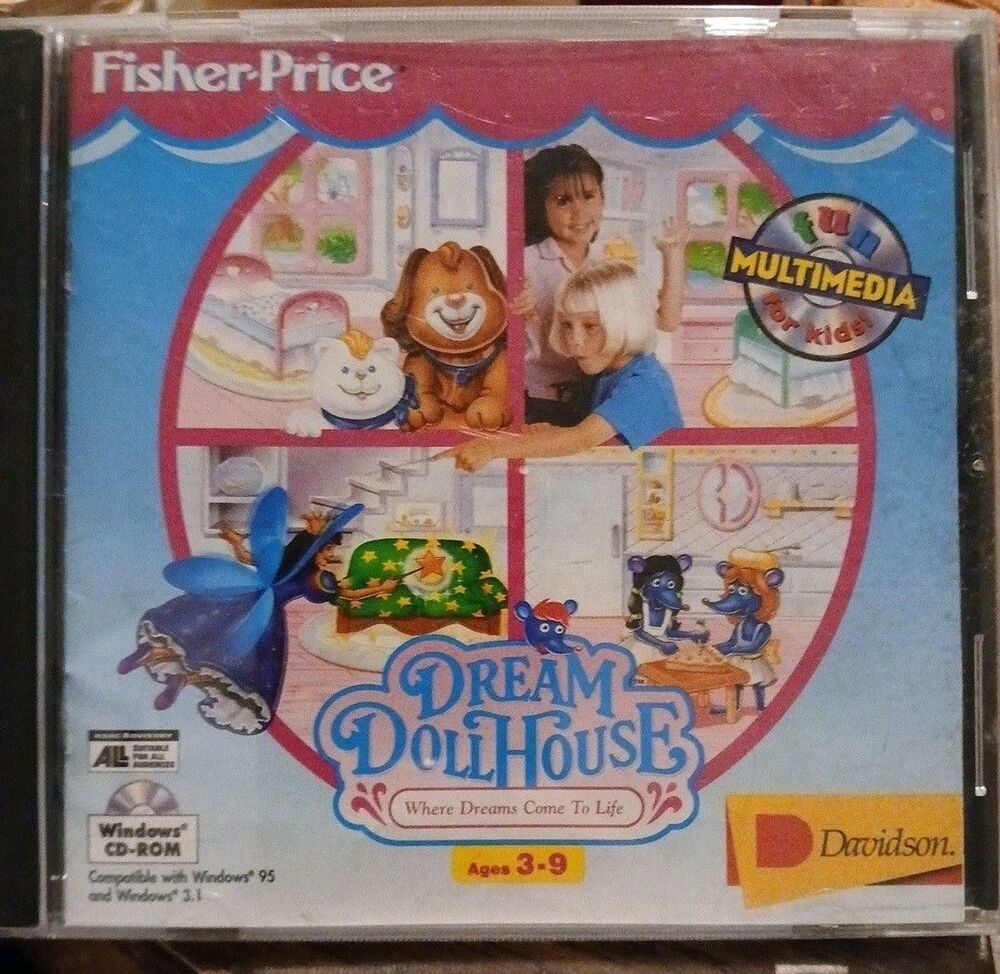 Fisher-Price Dream Dollhouse Windows CD-ROM 1995 Davidson Tested Working